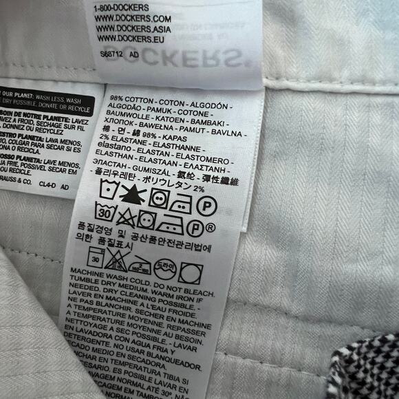 Dockers Slim Ankle Pants White Black Plaid Houndstooth 8 - Picture 8 of 8